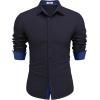 imageCOOFANDY Mens Long Sleeve Wrinkle Free Dress Shirts Inner Contrast Business Casual Button Down ShirtDeep Blue