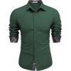 imageCOOFANDY Mens Long Sleeve Wrinkle Free Dress Shirts Inner Contrast Business Casual Button Down ShirtGreen
