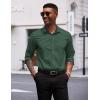 imageCOOFANDY Mens Long Sleeve Wrinkle Free Dress Shirts Inner Contrast Business Casual Button Down ShirtGreen