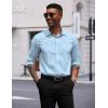 imageCOOFANDY Mens Long Sleeve Wrinkle Free Dress Shirts Inner Contrast Business Casual Button Down ShirtLight Blue