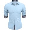 imageCOOFANDY Mens Long Sleeve Wrinkle Free Dress Shirts Inner Contrast Business Casual Button Down ShirtLight Blue