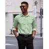 imageCOOFANDY Mens Long Sleeve Wrinkle Free Dress Shirts Inner Contrast Business Casual Button Down ShirtLight Green