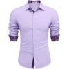 imageCOOFANDY Mens Long Sleeve Wrinkle Free Dress Shirts Inner Contrast Business Casual Button Down ShirtLilac