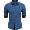 imageCOOFANDY Mens Long Sleeve Wrinkle Free Dress Shirts Inner Contrast Business Casual Button Down ShirtNavy