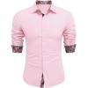 imageCOOFANDY Mens Long Sleeve Wrinkle Free Dress Shirts Inner Contrast Business Casual Button Down ShirtPink