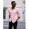 imageCOOFANDY Mens Long Sleeve Wrinkle Free Dress Shirts Inner Contrast Business Casual Button Down ShirtPink