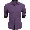 imageCOOFANDY Mens Long Sleeve Wrinkle Free Dress Shirts Inner Contrast Business Casual Button Down ShirtPurple