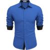 imageCOOFANDY Mens Long Sleeve Wrinkle Free Dress Shirts Inner Contrast Business Casual Button Down ShirtRoyal Blue