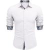 imageCOOFANDY Mens Long Sleeve Wrinkle Free Dress Shirts Inner Contrast Business Casual Button Down ShirtWhite