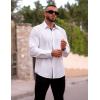 imageCOOFANDY Mens Long Sleeve Wrinkle Free Dress Shirts Inner Contrast Business Casual Button Down ShirtWhite