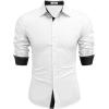 imageCOOFANDY Mens Long Sleeve Wrinkle Free Dress Shirts Inner Contrast Business Casual Button Down ShirtWhiteblack