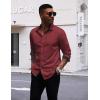 imageCOOFANDY Mens Long Sleeve Wrinkle Free Dress Shirts Inner Contrast Business Casual Button Down ShirtWine Red