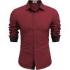 imageCOOFANDY Mens Long Sleeve Wrinkle Free Dress Shirts Inner Contrast Business Casual Button Down ShirtWine Red