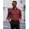 imageCOOFANDY Mens Long Sleeve Wrinkle Free Dress Shirts Inner Contrast Business Casual Button Down ShirtWine Red