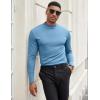 imageCOOFANDY Mens Mock Turtleneck Long Sleeve Shirts Slim Fit Basic TShirt Lightweight Ribbed Pullover Sweater1 Packblue