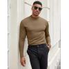 imageCOOFANDY Mens Mock Turtleneck Long Sleeve Shirts Slim Fit Basic TShirt Lightweight Ribbed Pullover Sweater1 Packbrown