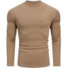 imageCOOFANDY Mens Mock Turtleneck Long Sleeve Shirts Slim Fit Basic TShirt Lightweight Ribbed Pullover Sweater1 Packkhaki