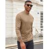 imageCOOFANDY Mens Mock Turtleneck Long Sleeve Shirts Slim Fit Basic TShirt Lightweight Ribbed Pullover Sweater1 Packkhaki