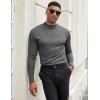 imageCOOFANDY Mens Mock Turtleneck Long Sleeve Shirts Slim Fit Basic TShirt Lightweight Ribbed Pullover Sweater2 Packblack  Dark Grey