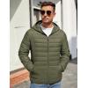 imageCOOFANDY Mens Packable Puffer Jacket Lightweight Hooded Insulated Winter Coat Windproof Zipper Down JacketArmy Green