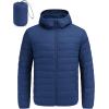 imageCOOFANDY Mens Packable Puffer Jacket Lightweight Hooded Insulated Winter Coat Windproof Zipper Down JacketBlue