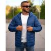 imageCOOFANDY Mens Packable Puffer Jacket Lightweight Hooded Insulated Winter Coat Windproof Zipper Down JacketDenim Blue