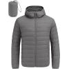 imageCOOFANDY Mens Packable Puffer Jacket Lightweight Hooded Insulated Winter Coat Windproof Zipper Down JacketGray
