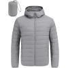 imageCOOFANDY Mens Packable Puffer Jacket Lightweight Hooded Insulated Winter Coat Windproof Zipper Down JacketLight Gray