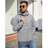 imageCOOFANDY Mens Packable Puffer Jacket Lightweight Hooded Insulated Winter Coat Windproof Zipper Down JacketLight Gray