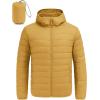 imageCOOFANDY Mens Packable Puffer Jacket Lightweight Hooded Insulated Winter Coat Windproof Zipper Down JacketYellow