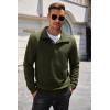 imageCOOFANDY Mens Quarter Pullover Quilted Sweatshirt Casual Knit Long Sleeve Mock Neck Sweater Waffle Collared PulloverArmy Green
