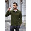 imageCOOFANDY Mens Quarter Pullover Quilted Sweatshirt Casual Knit Long Sleeve Mock Neck Sweater Waffle Collared PulloverArmy Green
