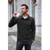 imageCOOFANDY Mens Quarter Pullover Quilted Sweatshirt Casual Knit Long Sleeve Mock Neck Sweater Waffle Collared PulloverBlack