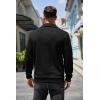 imageCOOFANDY Mens Quarter Pullover Quilted Sweatshirt Casual Knit Long Sleeve Mock Neck Sweater Waffle Collared PulloverBlack