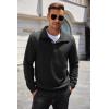 imageCOOFANDY Mens Quarter Pullover Quilted Sweatshirt Casual Knit Long Sleeve Mock Neck Sweater Waffle Collared PulloverBlack