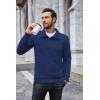 imageCOOFANDY Mens Quarter Pullover Quilted Sweatshirt Casual Knit Long Sleeve Mock Neck Sweater Waffle Collared PulloverBlue
