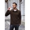 imageCOOFANDY Mens Quarter Pullover Quilted Sweatshirt Casual Knit Long Sleeve Mock Neck Sweater Waffle Collared PulloverBrown