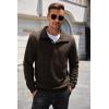 imageCOOFANDY Mens Quarter Pullover Quilted Sweatshirt Casual Knit Long Sleeve Mock Neck Sweater Waffle Collared PulloverBrown