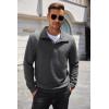 imageCOOFANDY Mens Quarter Pullover Quilted Sweatshirt Casual Knit Long Sleeve Mock Neck Sweater Waffle Collared PulloverDark Grey