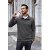 imageCOOFANDY Mens Quarter Pullover Quilted Sweatshirt Casual Knit Long Sleeve Mock Neck Sweater Waffle Collared PulloverDark Grey