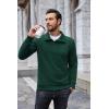 imageCOOFANDY Mens Quarter Pullover Quilted Sweatshirt Casual Knit Long Sleeve Mock Neck Sweater Waffle Collared PulloverGreen