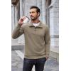 imageCOOFANDY Mens Quarter Pullover Quilted Sweatshirt Casual Knit Long Sleeve Mock Neck Sweater Waffle Collared PulloverKhaki