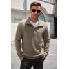 imageCOOFANDY Mens Quarter Pullover Quilted Sweatshirt Casual Knit Long Sleeve Mock Neck Sweater Waffle Collared PulloverKhaki