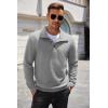 imageCOOFANDY Mens Quarter Pullover Quilted Sweatshirt Casual Knit Long Sleeve Mock Neck Sweater Waffle Collared PulloverLight Gray