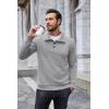 imageCOOFANDY Mens Quarter Pullover Quilted Sweatshirt Casual Knit Long Sleeve Mock Neck Sweater Waffle Collared PulloverLight Gray
