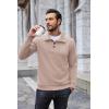 imageCOOFANDY Mens Quarter Pullover Quilted Sweatshirt Casual Knit Long Sleeve Mock Neck Sweater Waffle Collared PulloverLight Khaki