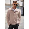 imageCOOFANDY Mens Quarter Pullover Quilted Sweatshirt Casual Knit Long Sleeve Mock Neck Sweater Waffle Collared PulloverLight Khaki