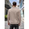 imageCOOFANDY Mens Quarter Pullover Quilted Sweatshirt Casual Knit Long Sleeve Mock Neck Sweater Waffle Collared PulloverLight Khaki