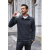imageCOOFANDY Mens Quarter Pullover Quilted Sweatshirt Casual Knit Long Sleeve Mock Neck Sweater Waffle Collared PulloverNavy Blue