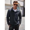 imageCOOFANDY Mens Quarter Pullover Quilted Sweatshirt Casual Knit Long Sleeve Mock Neck Sweater Waffle Collared PulloverNavy Blue